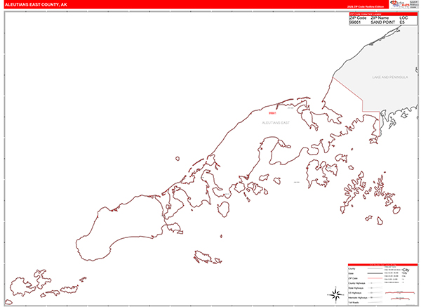 Aleutians East Borough (County), AK Carrier Route Wall Map
